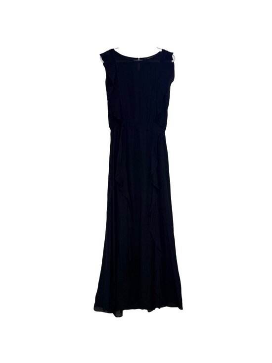 BCBGMaxAzria Dresses & Skirts - BCBGMaxAzria XS Black Sleeveless Maxi Dress With Ruffle Details & Keyhole Back C